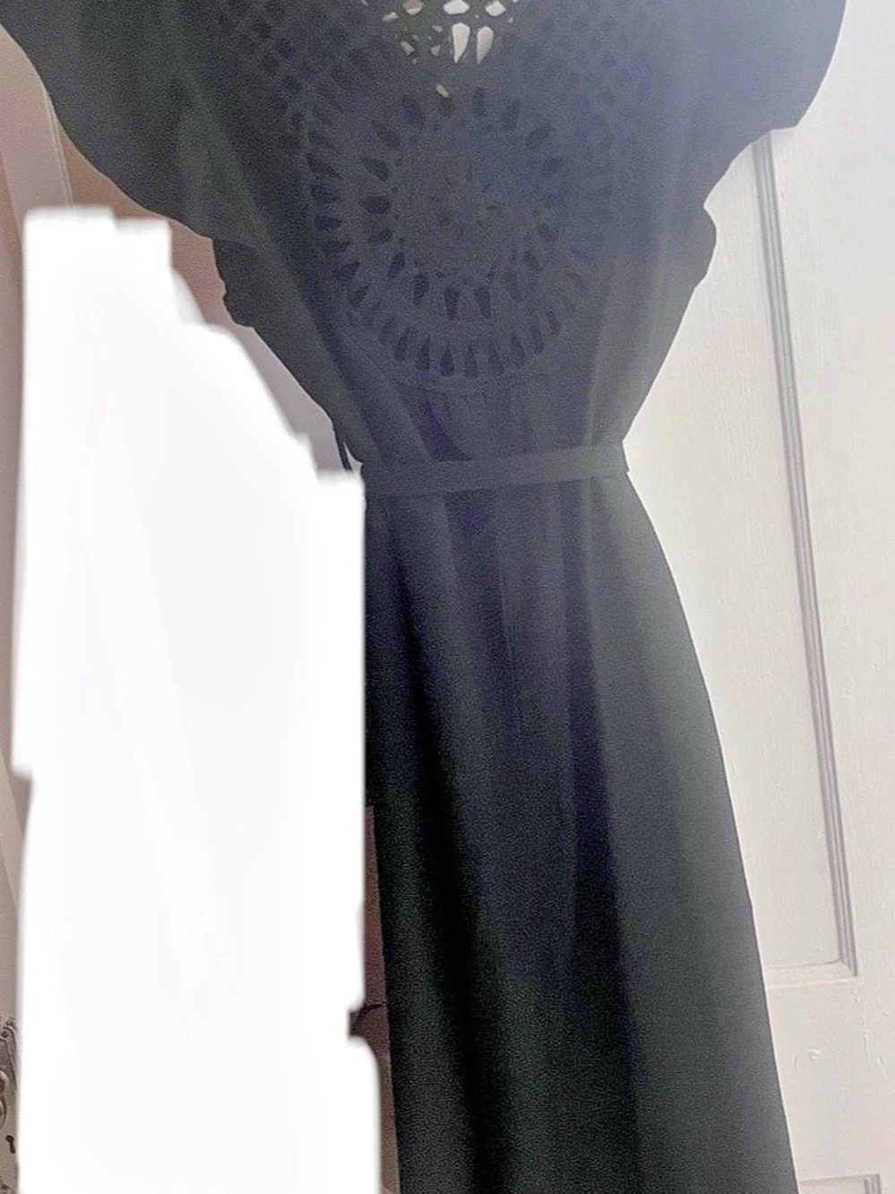 BLOOMCHIC Black open Crochet back Midi Dress Sz 18